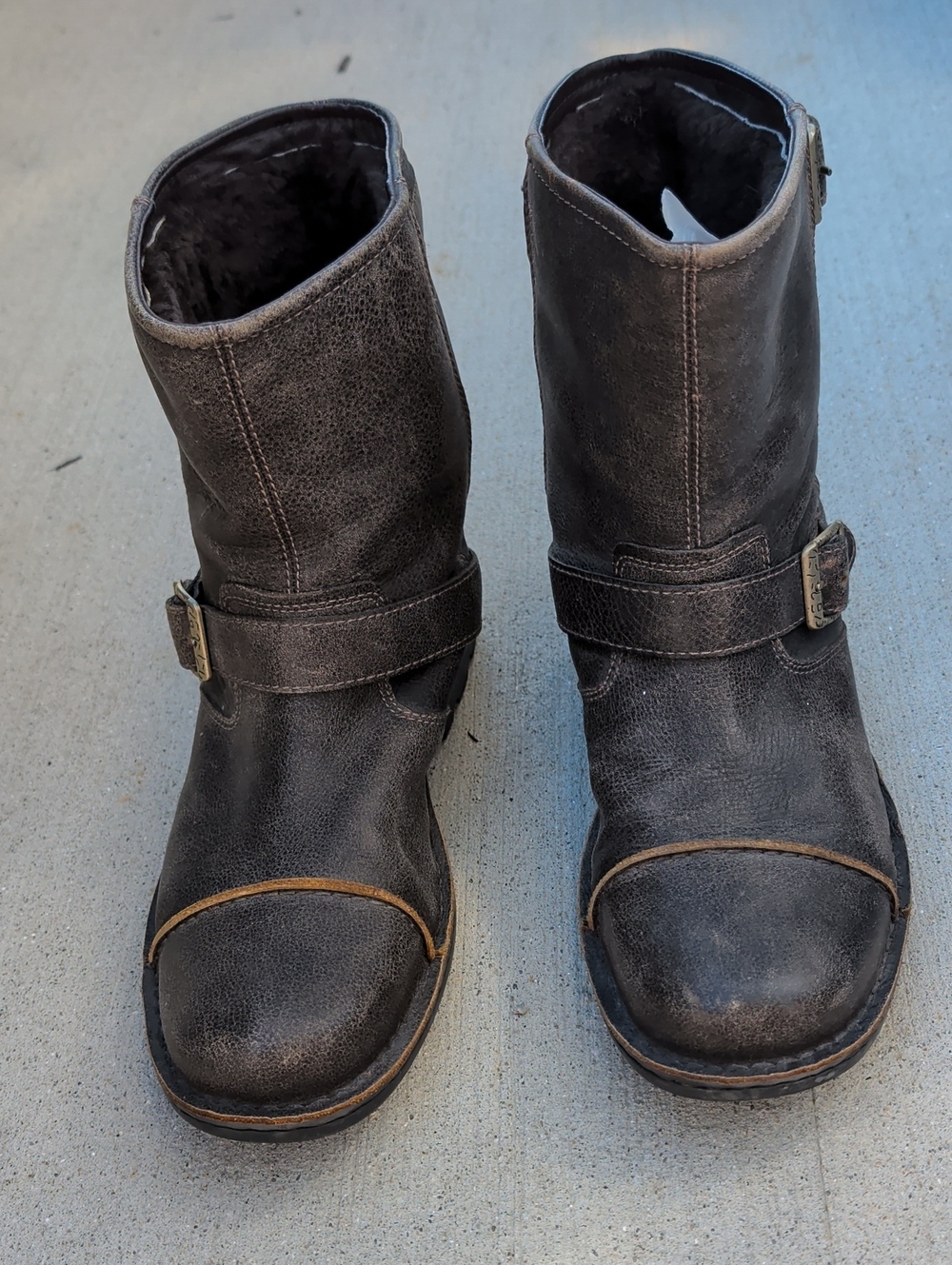 Men's Dark Brown UGG Leather Mid-Calf Engineer Boots